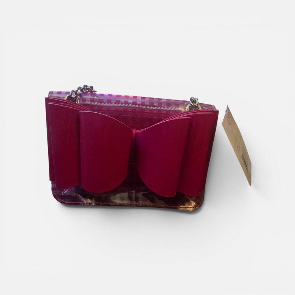 Betsey Johnson Gingham Clear Crossbody Bag with Large Bow